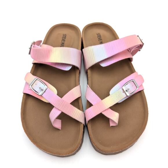 Steve Madden Jbeached Flat Sandal Slip-On Big Kids Pink Size US2 EU33 - Picture 3 of 13